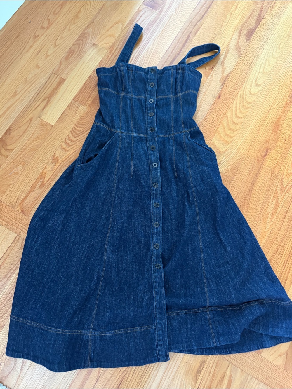 Anthropologie Indigo Denim Button-Front Midi Dress